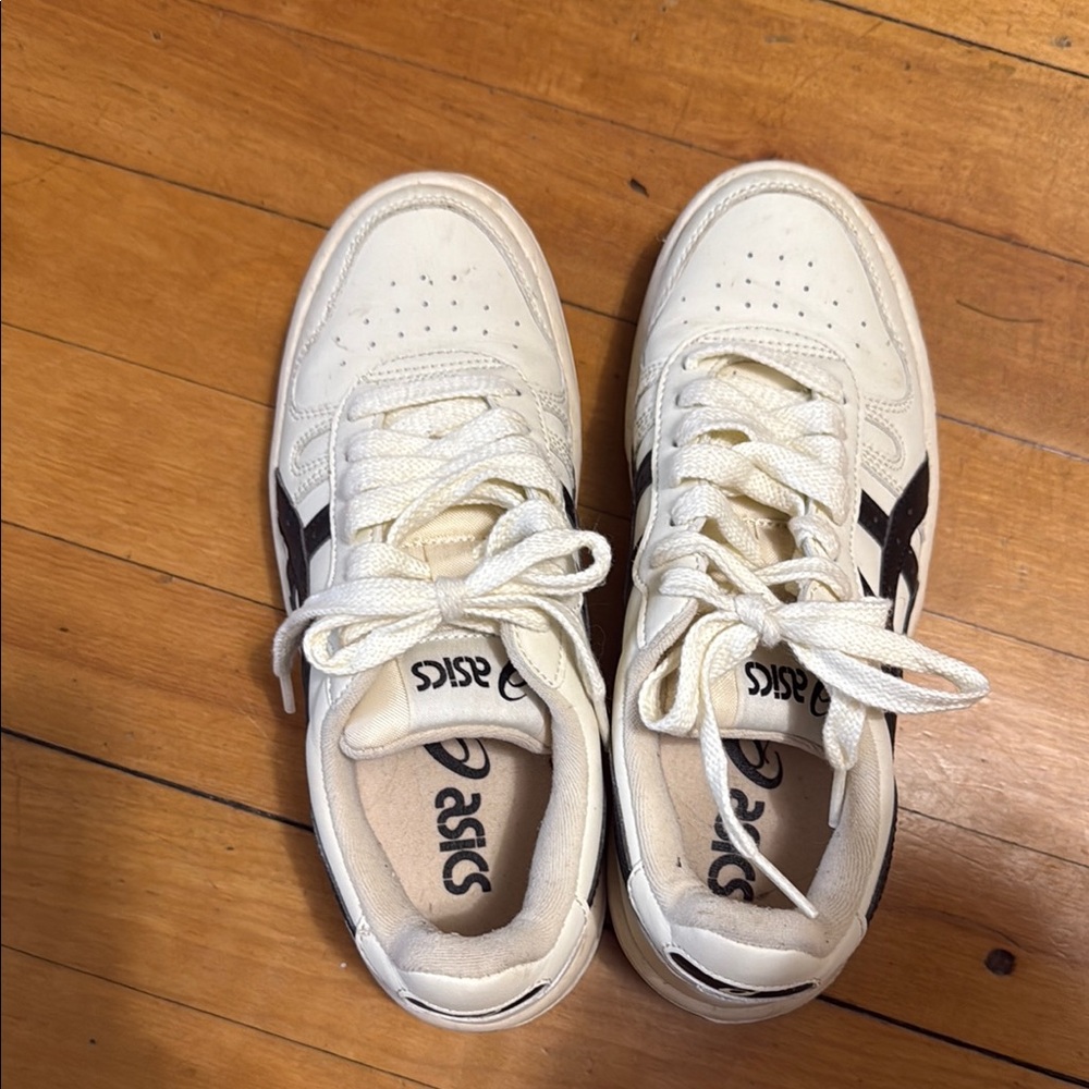 Asics Cream and Black Athletic Shoes Court Shoe